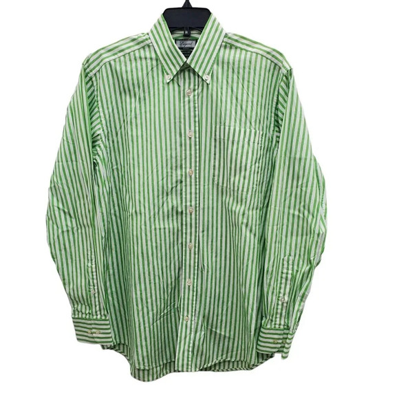 House of‎ Carrington Legend Men's Monte Carlo Green White Stripe LS Button Up M - Picture 1 of 5